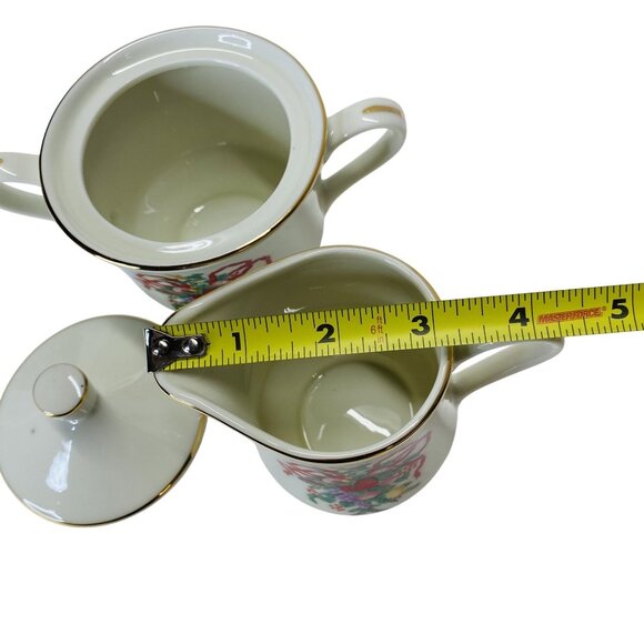 Classic Traditions Japan Christmas Creamer & Sugar Bowl Porcelain Gold Trim - Picture 7 of 8